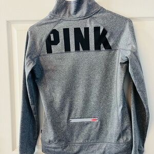 Victoria's Secret PINK Heather Gray Half-Zip Pullover with Pink Trim